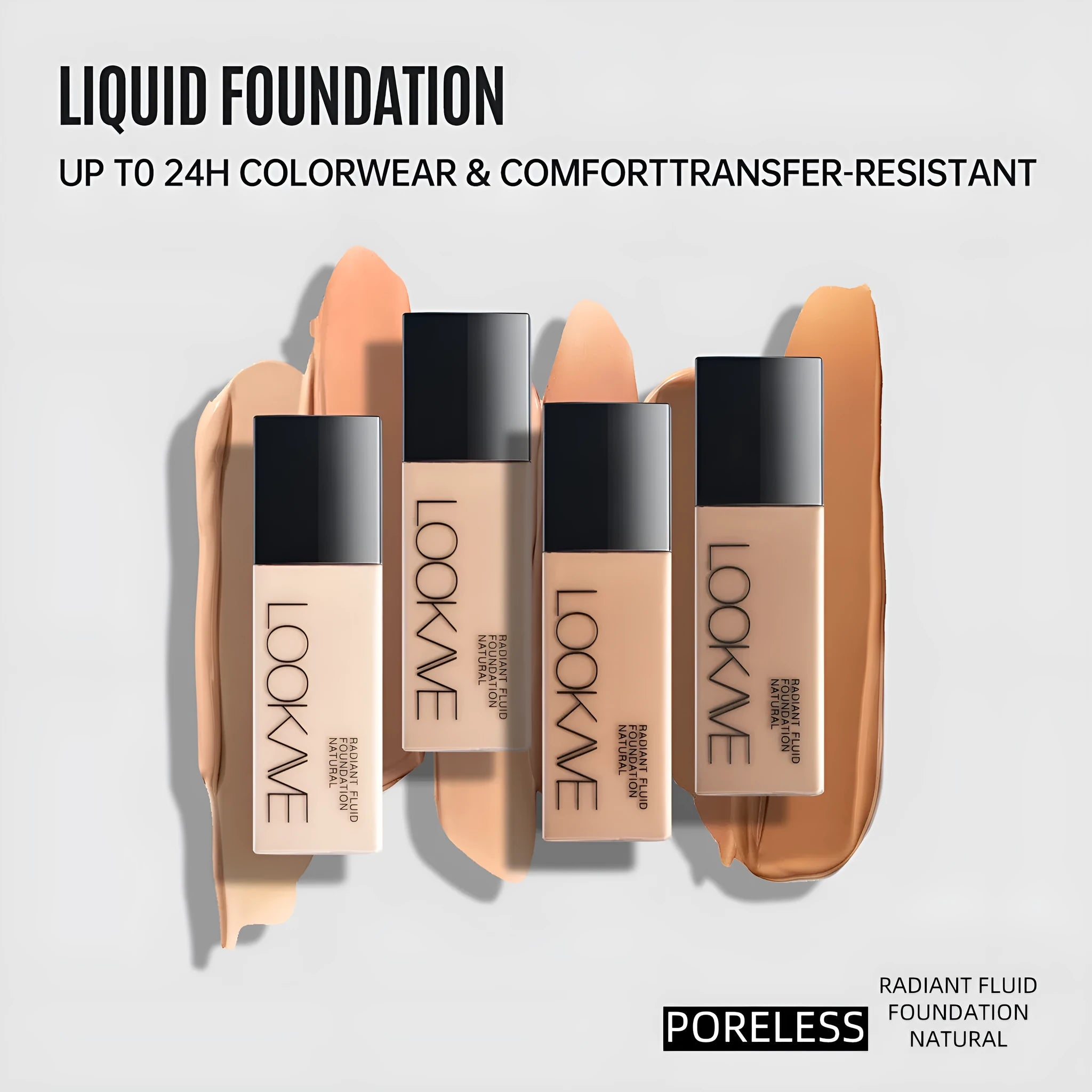 LOOKAVE Matte Liquid Foundation bottle with waterproof brightening formula in 21c size