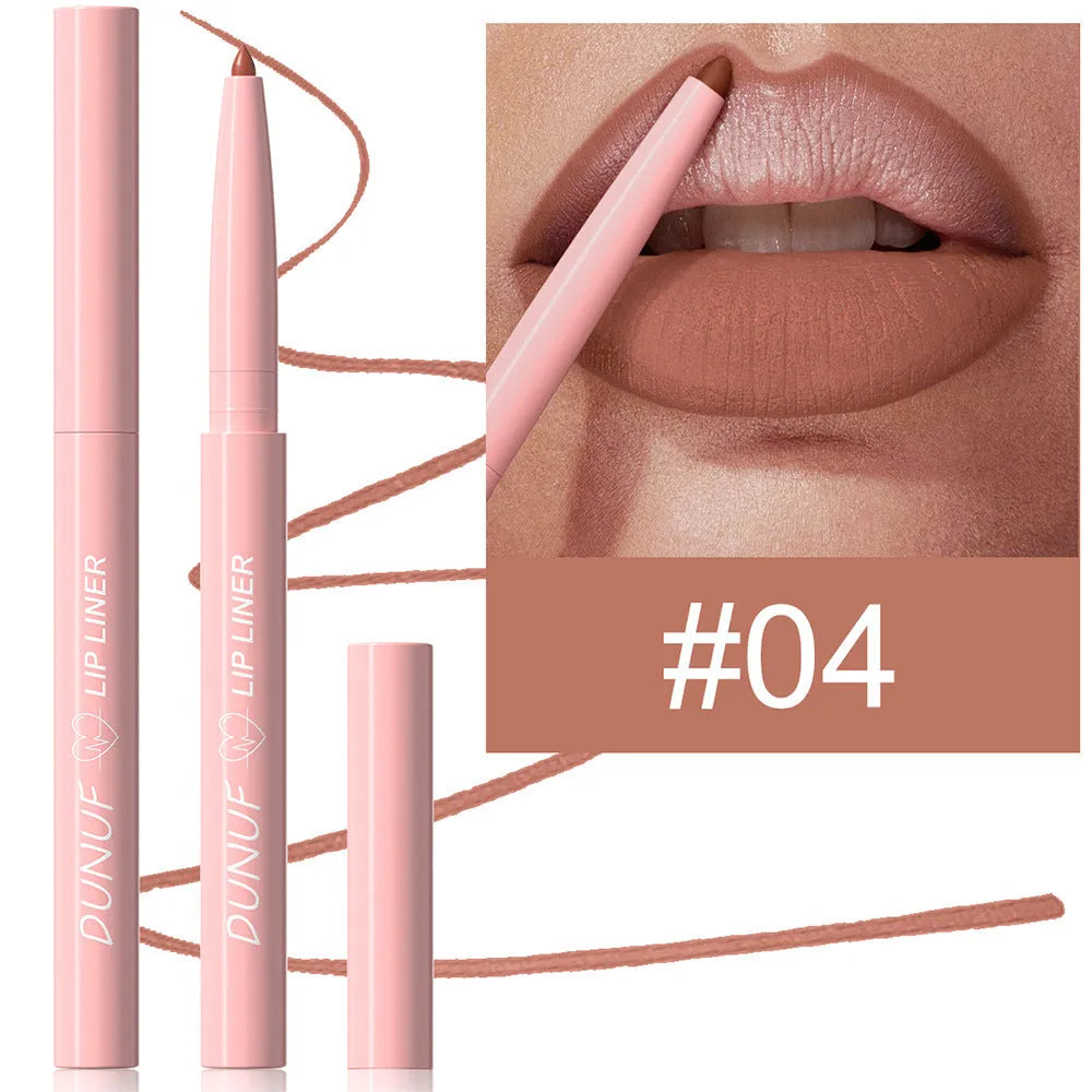 Matte velvet lip liner pencil in 12 colours for precise lip definition