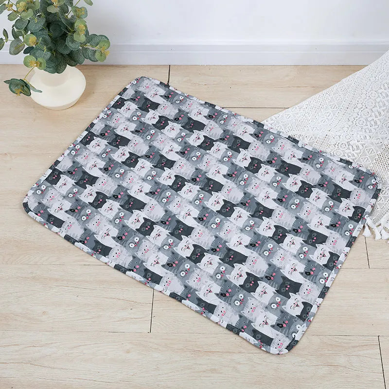Reusable washable waterproof pet urine pad with animal pattern in multiple size options