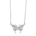 Women's titanium steel clavicle chain necklace with magnetic snap butterfly pendant in twisted chain design