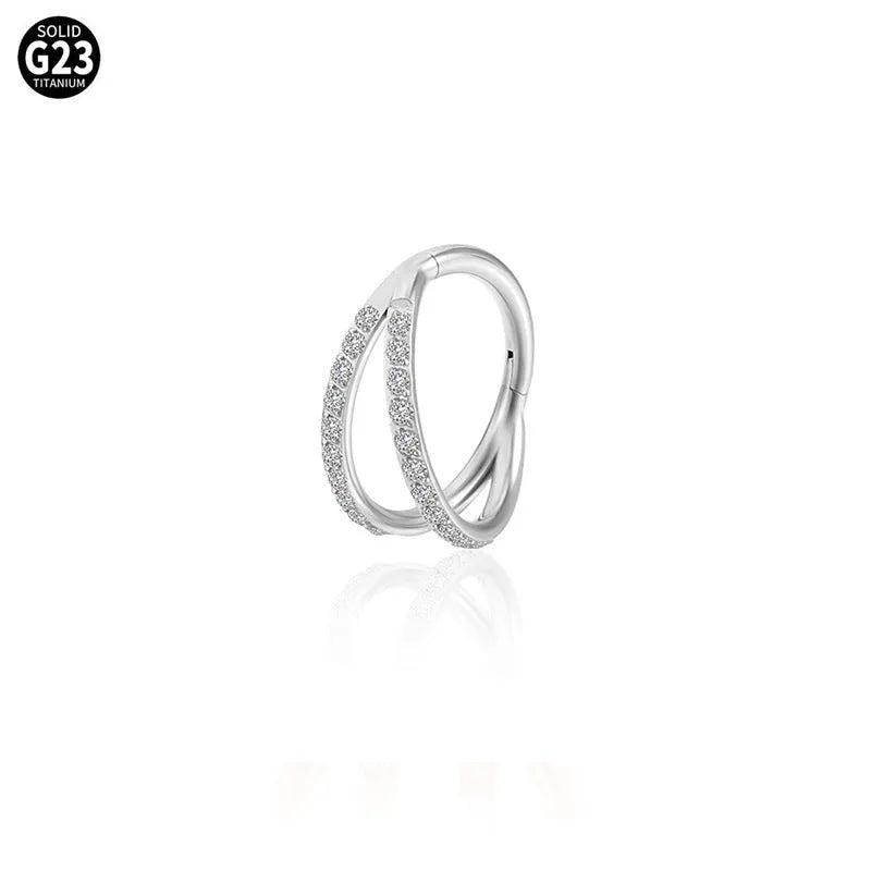 G23 titanium alloy nose ring lip ring earrings with diamond process in steel or gold finish