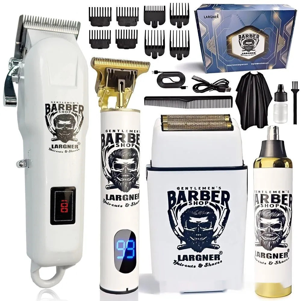 Rechargeable stainless steel hair clipper with plastic body and USB charging cable