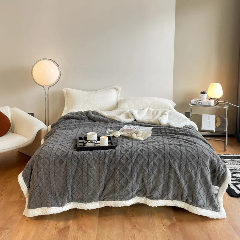 Polyester thermal flannel blanket in tea green colour measuring 180x200cm for winter bedding