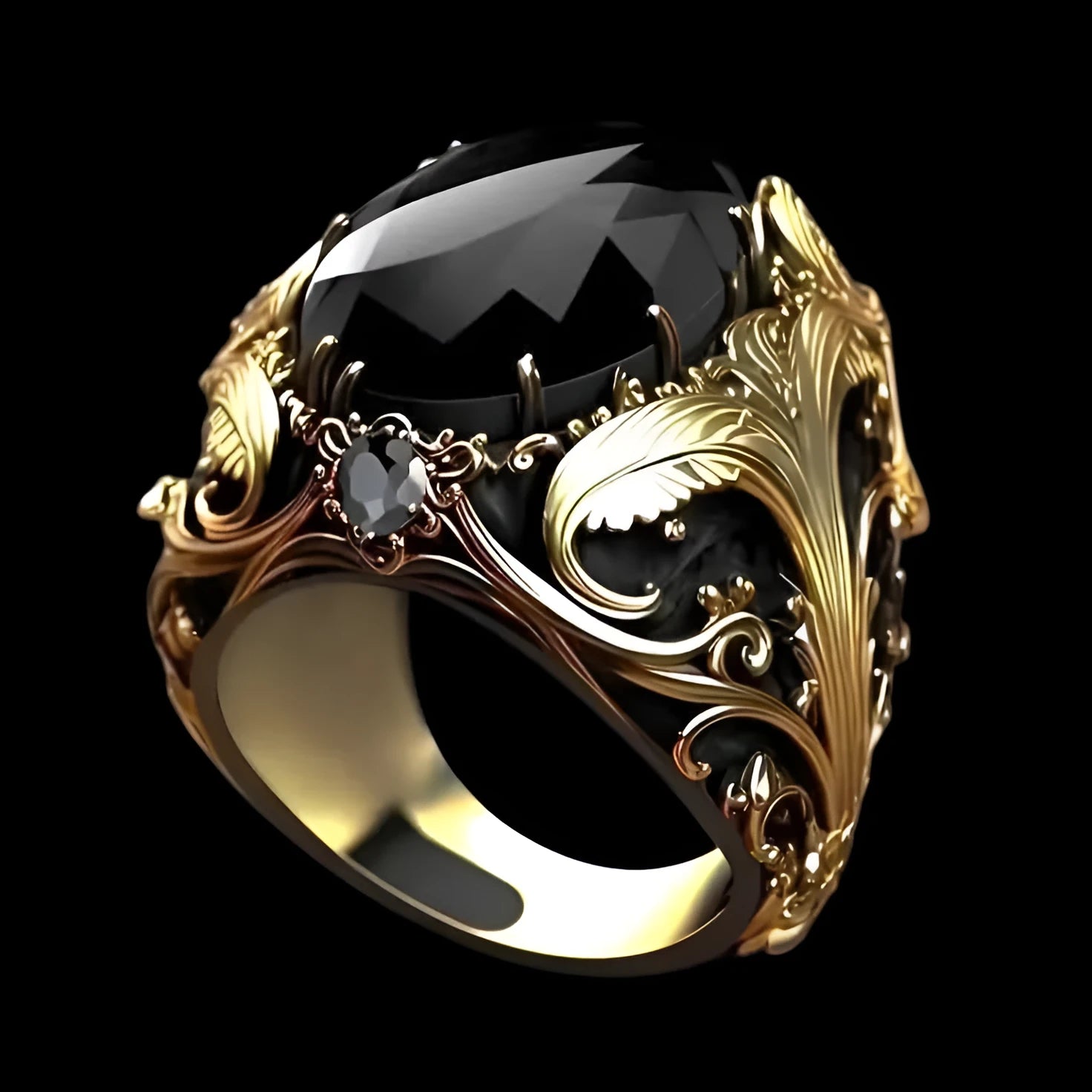 Silver men's wide geometric pattern ring with imitation ink colour gems and Moonstone detail on a hand.