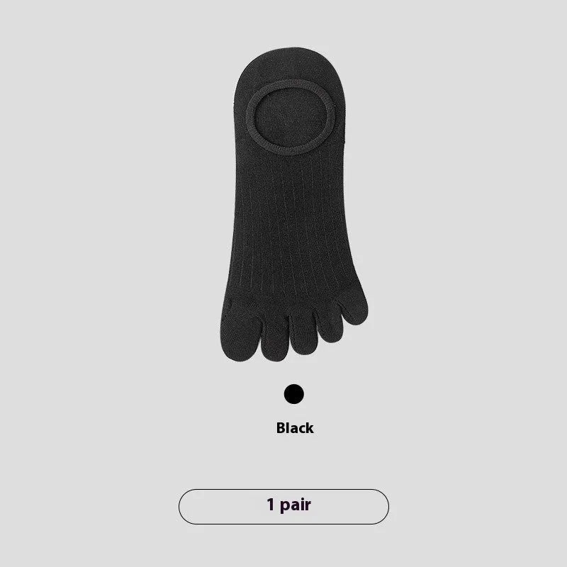 Men's five-finger invisible socks in white, khaki, light grey, dark grey, and black colours