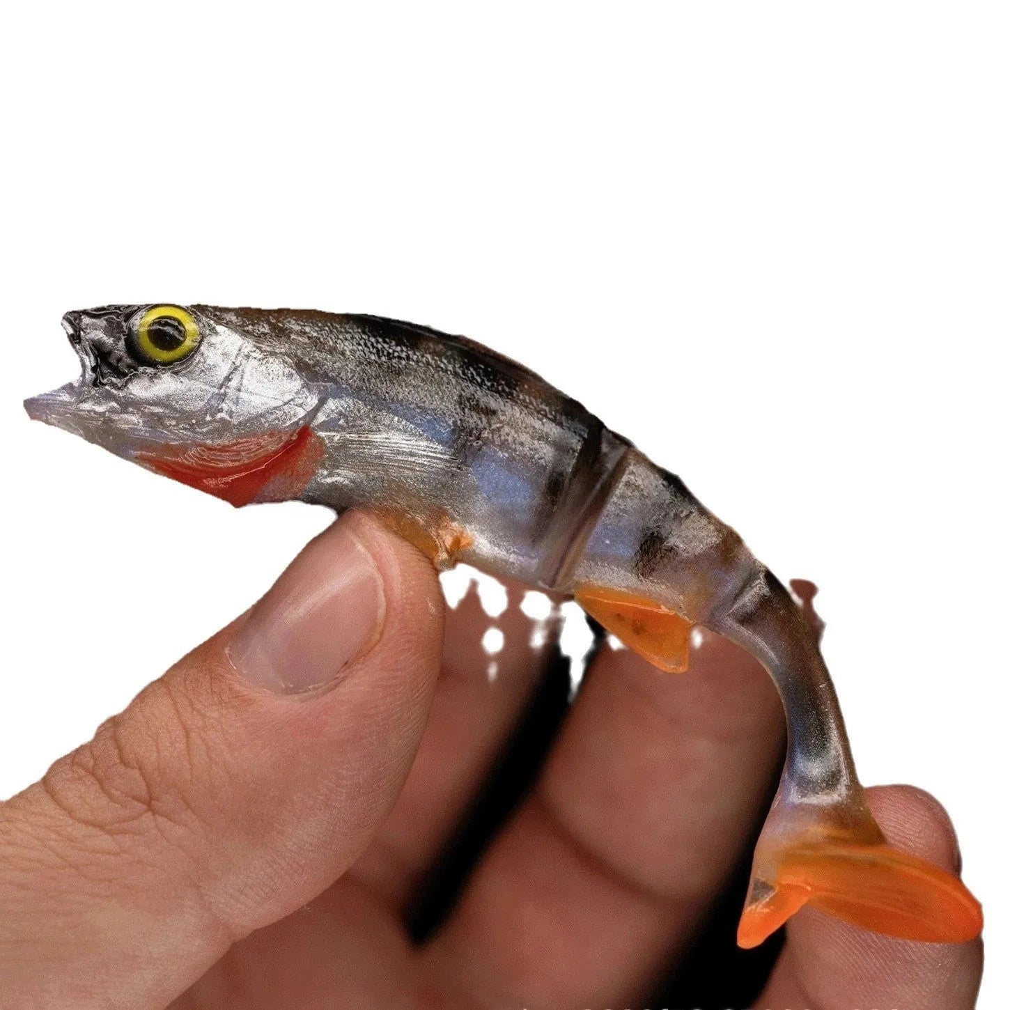 Fish T tail catfish scissors soft fishing lure in fish colour with double treble hooks