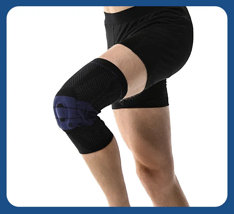Adult sports knee pads in black and blue colour for basketball and running protection