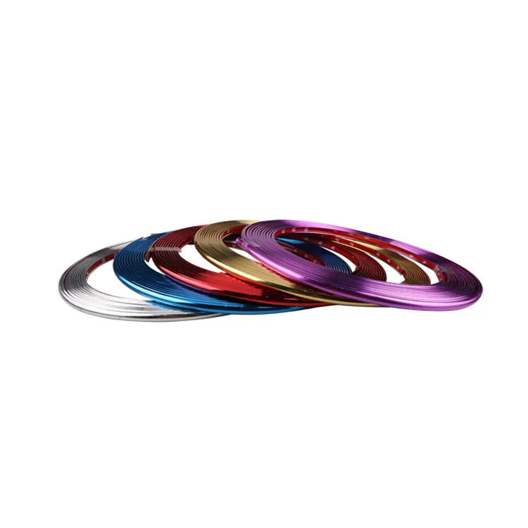 Electroplated purple PVC wheel hub trim on 8 metre roll for car decoration