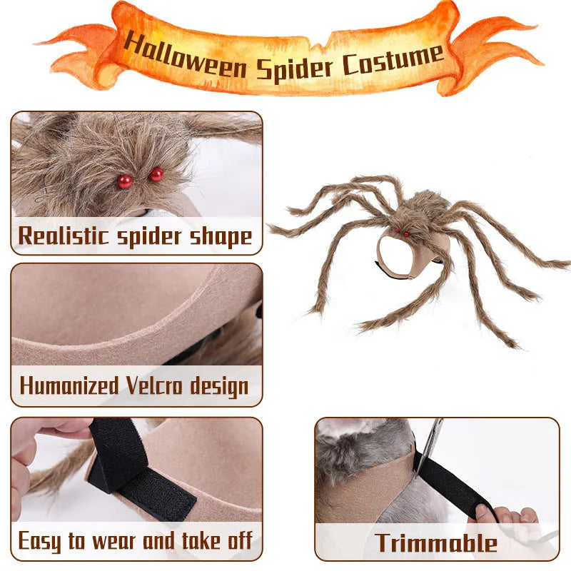 Halloween big spider pet costume for dogs and cats in polyester fabric