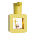 Yellow kids automatic soap dispenser with unicorn cartoon design and touchless sensor