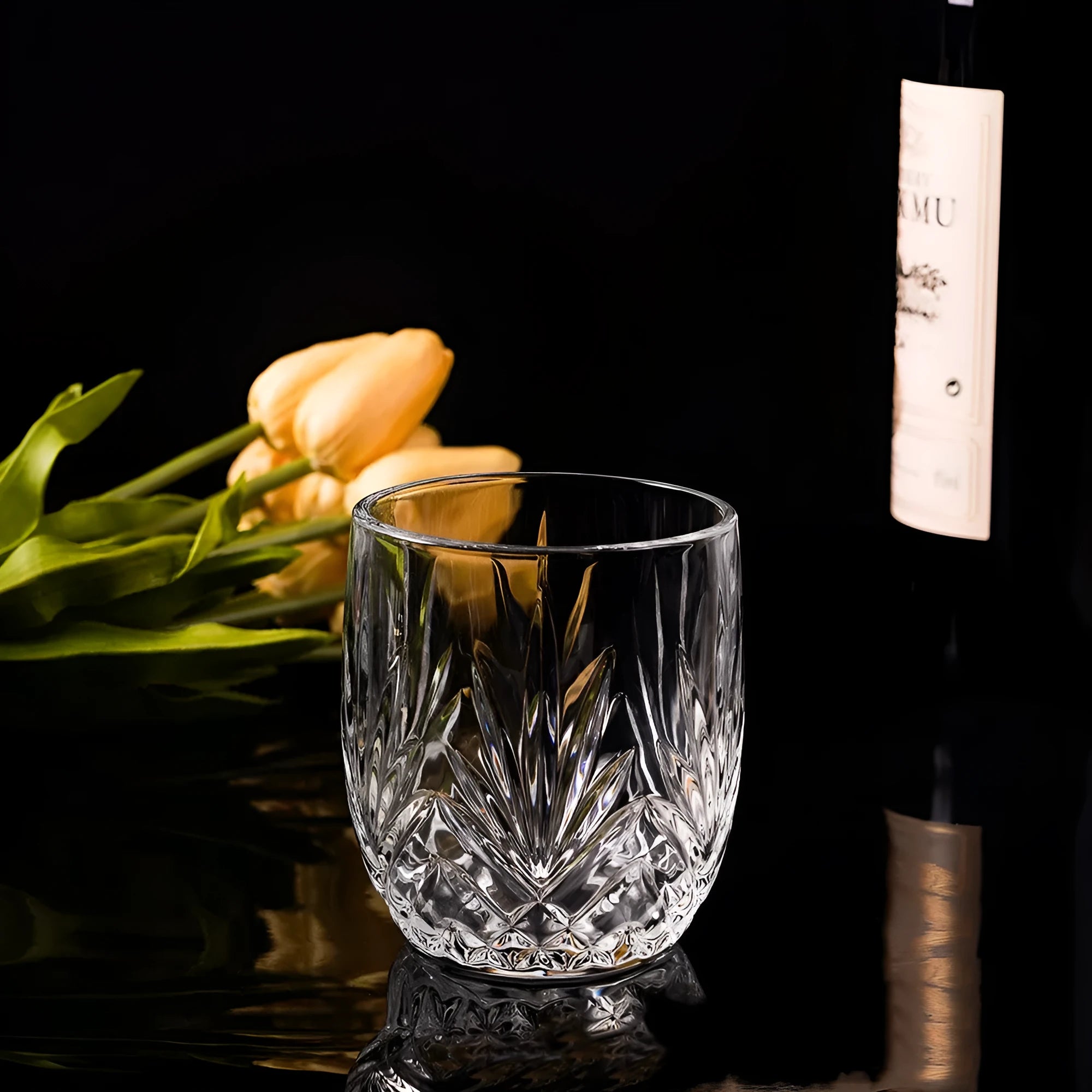 Crystal whiskey shot glass with thick bottom in multiple colour options