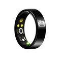 Black ceramic smart ring for health monitoring on a finger