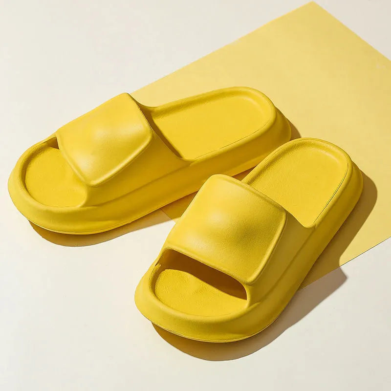 Soft EVA bathroom slippers with 3.5cm thick sole in seven colour options