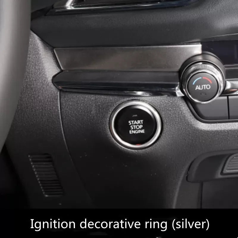 Atz aluminium alloy steering wheel decorative sticker set showing brushed red, silver, and blue hollow buttons