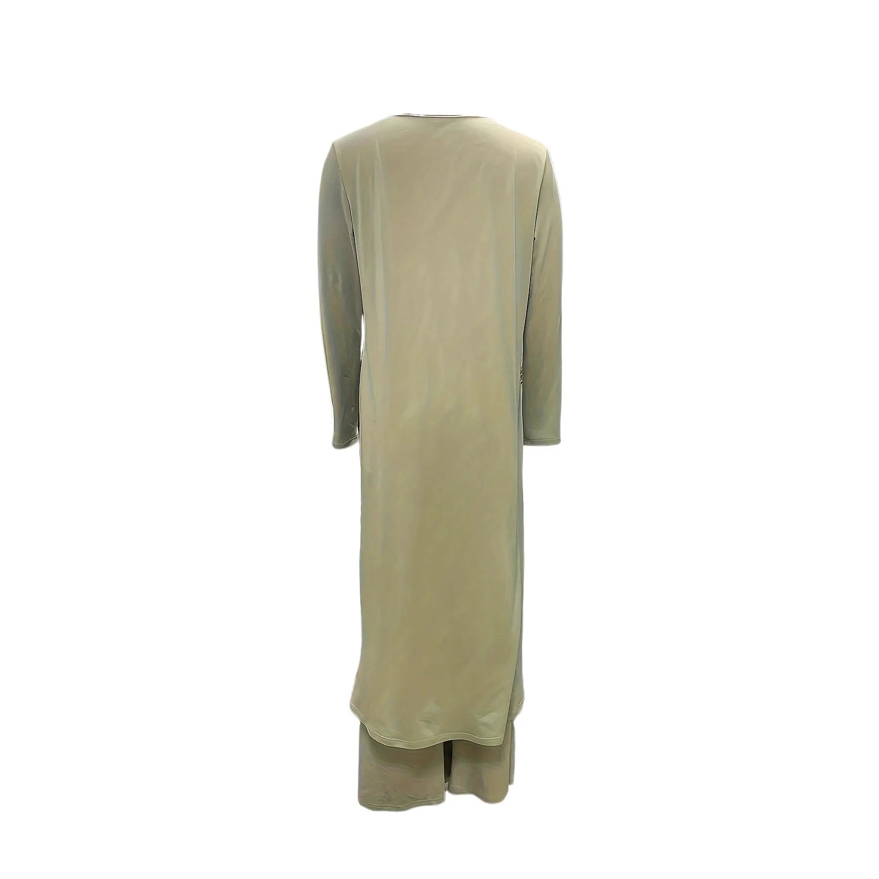 Casual black long sleeve round neck top and loose trousers two-piece lounge wear set.
