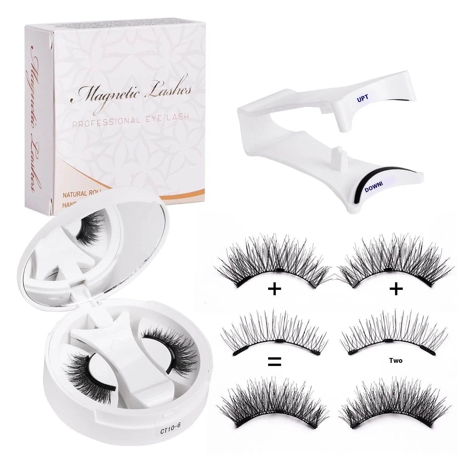 Magnetic false eyelashes with integrated soap holder in portable chemical fibre case
