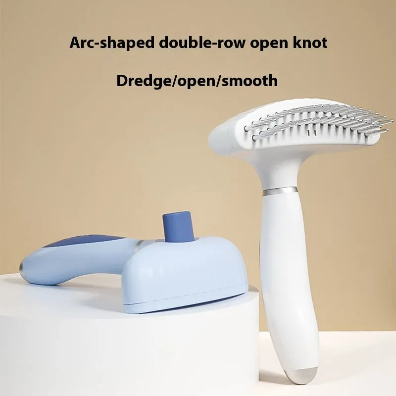 Azure Light Blue stainless steel double-row dog grooming comb for de-shedding