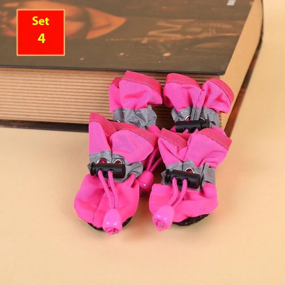 Soft sole cloth dog shoes available in multiple colours and sizes with fleece-lined and monkey print options