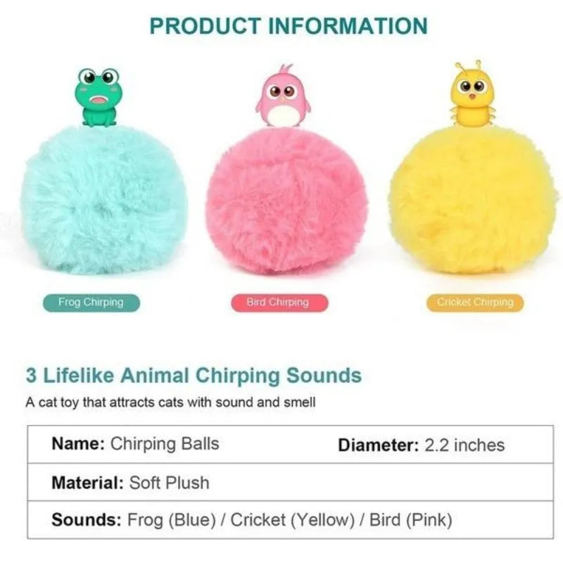 55mm interactive cat toy ball that makes animal sounds when touched by pets