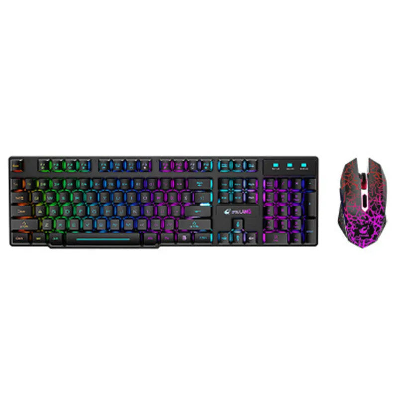 T3 wireless charging keyboard and mouse set showing backlit keyboard illumination