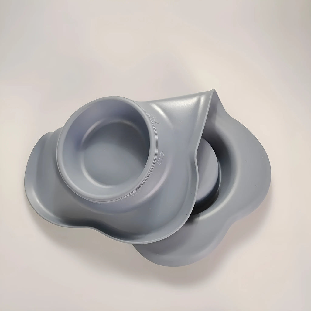 Large silicone double dog bowl with stainless steel base in choice of five colours