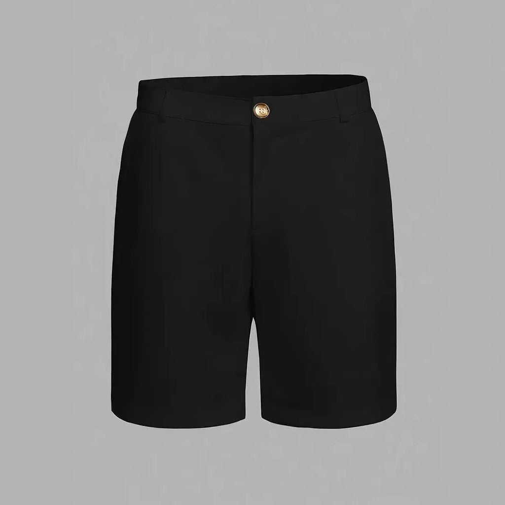 Men's grey cotton blend casual sports shorts with a straight leg and elastic waistband.
