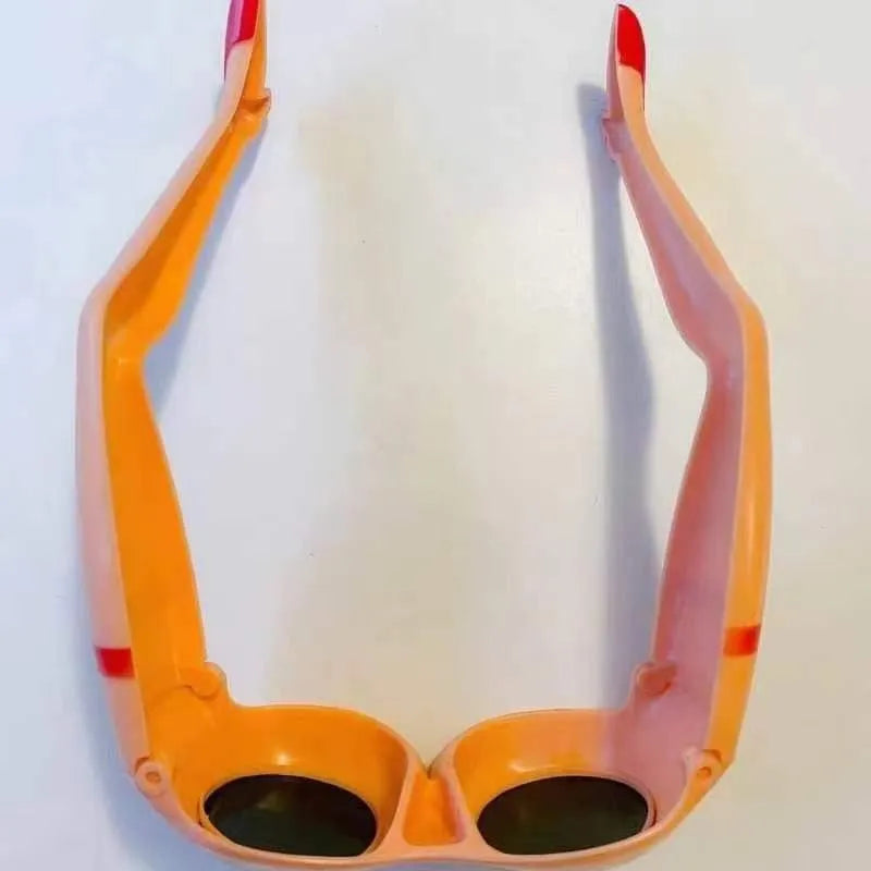 Orange personality leg hip sunglasses with oversized 15cm width frame design