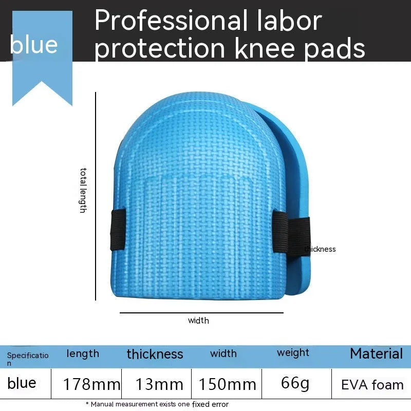 Pair of 11mm thick EVA foam kneepads for construction and flooring work in blue.