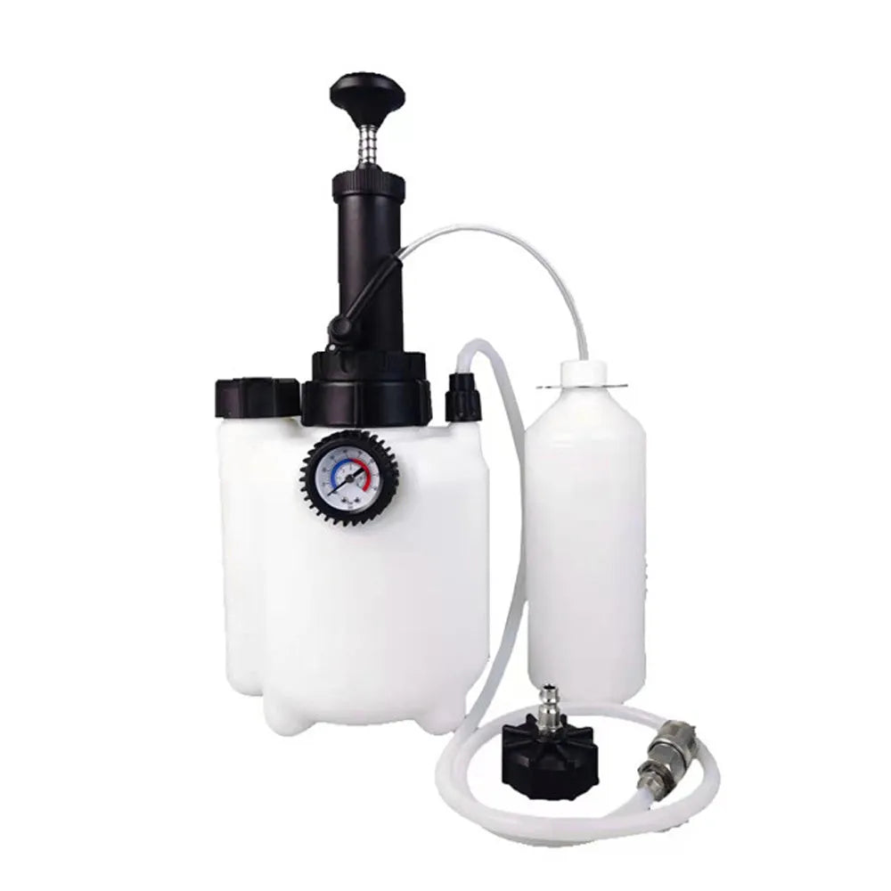 White 3-litre automotive brake fluid bleeder tank and service tool