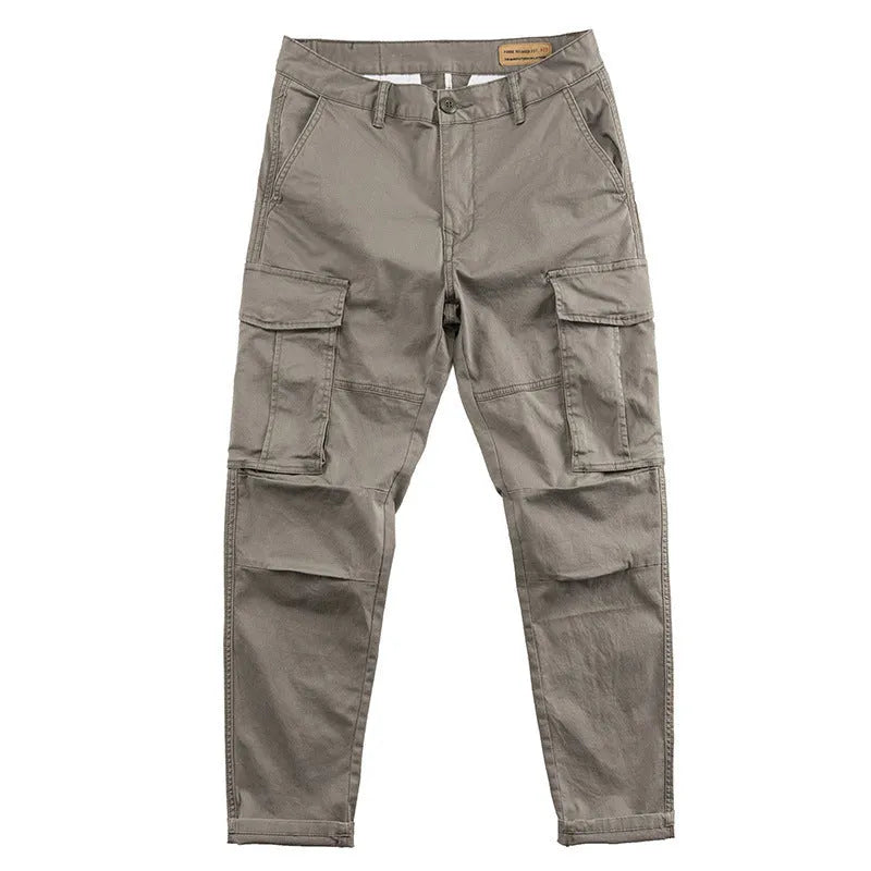 Multi-pocket men's labour protection trousers in cotton fabric with cropped length design