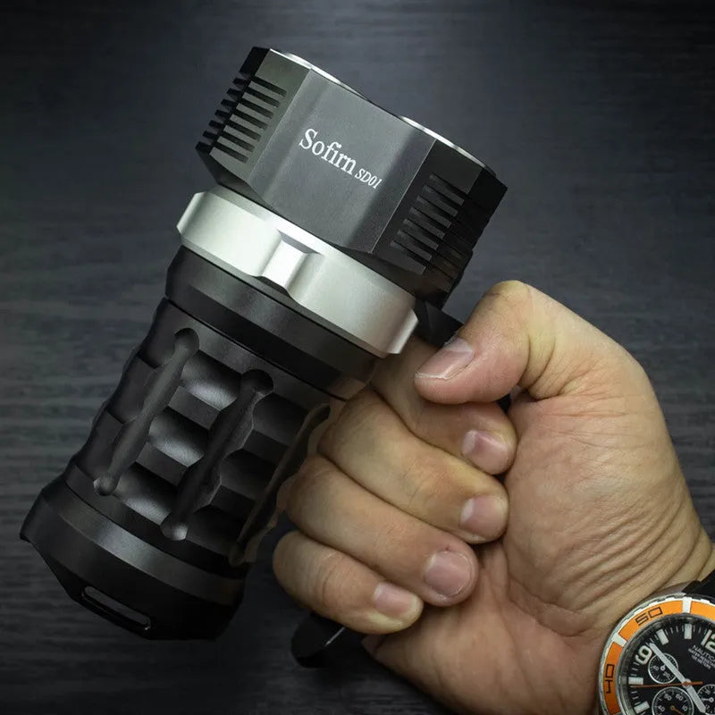 Aluminium alloy diving flashlight torch with waterproof design for outdoor and underwater use