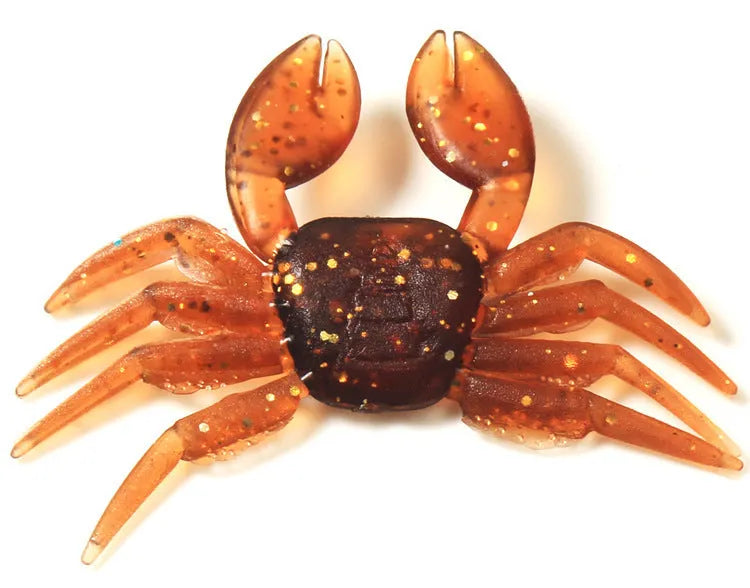 PVC soft crab fishing lure measuring 8cm long in brown crab colour variation