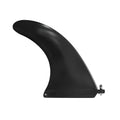 SUP paddle with large removable fish fins showing screw attachment mechanism