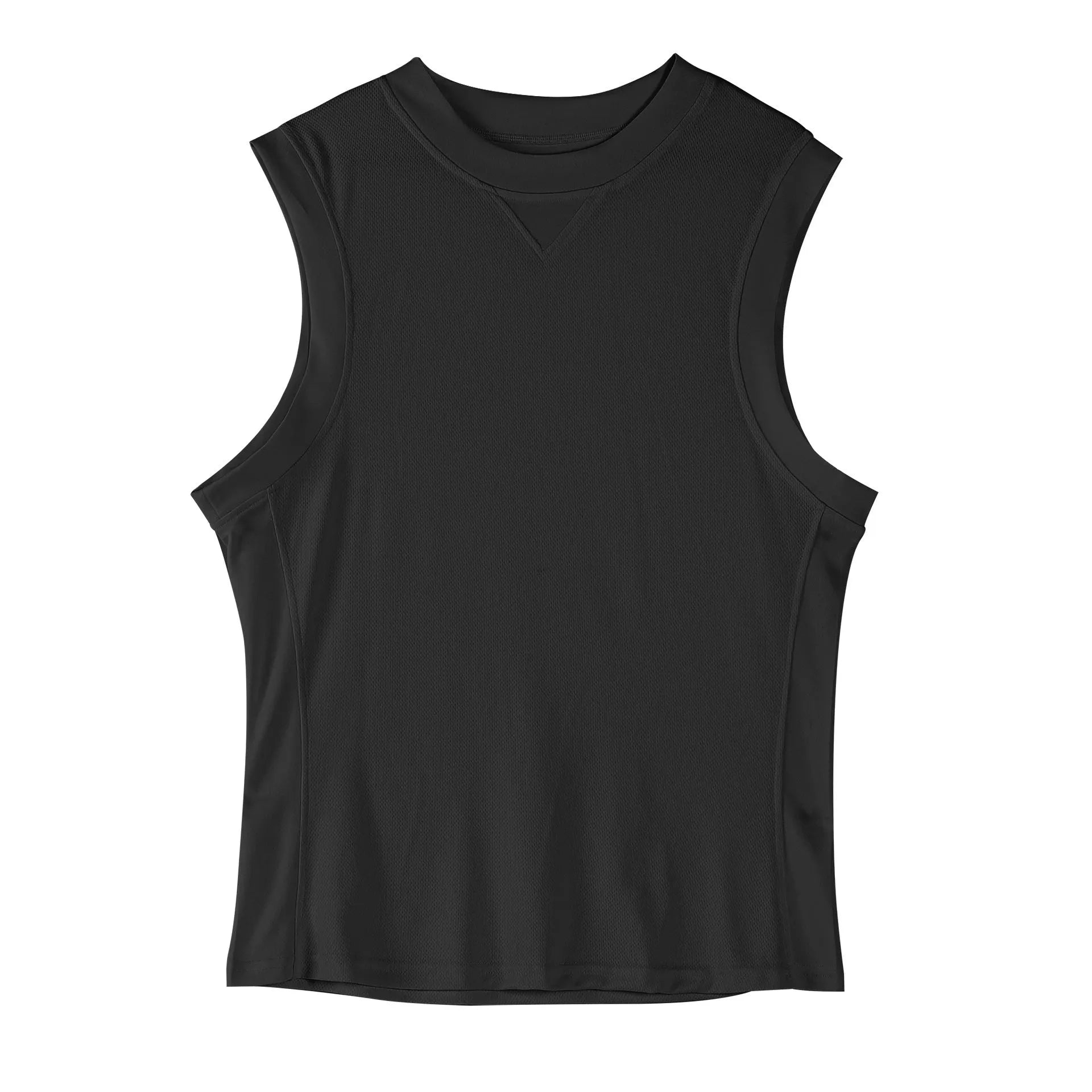 Men's white and black chemical fibre fitness vest with loose fit Asian sizing for summer sports