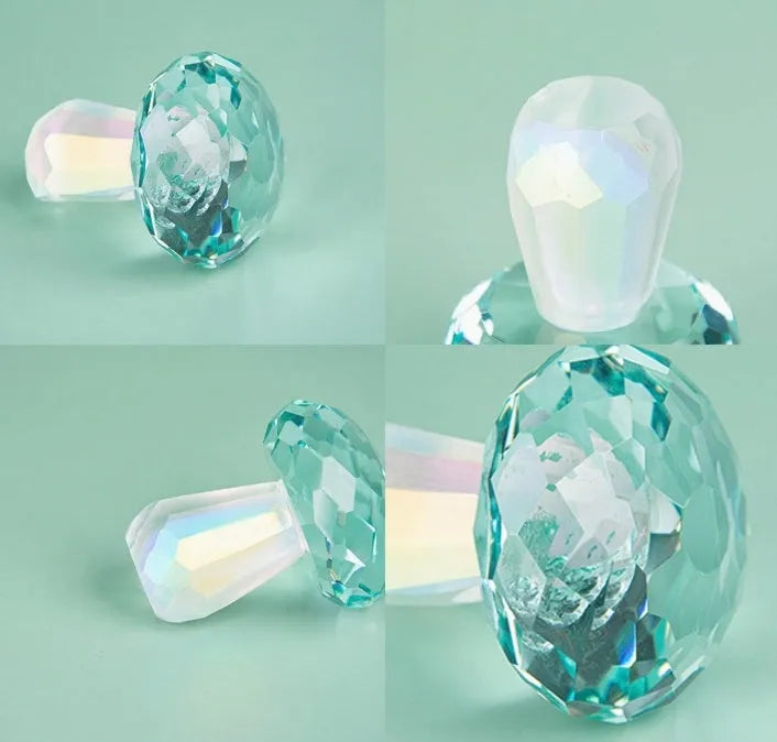 Crystal mushroom decorative ornament measuring 40 x 53mm in modern geometric style