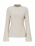 Men's black long sleeve round neck slim fit top with lantern sleeves made from brushed polyester fabric