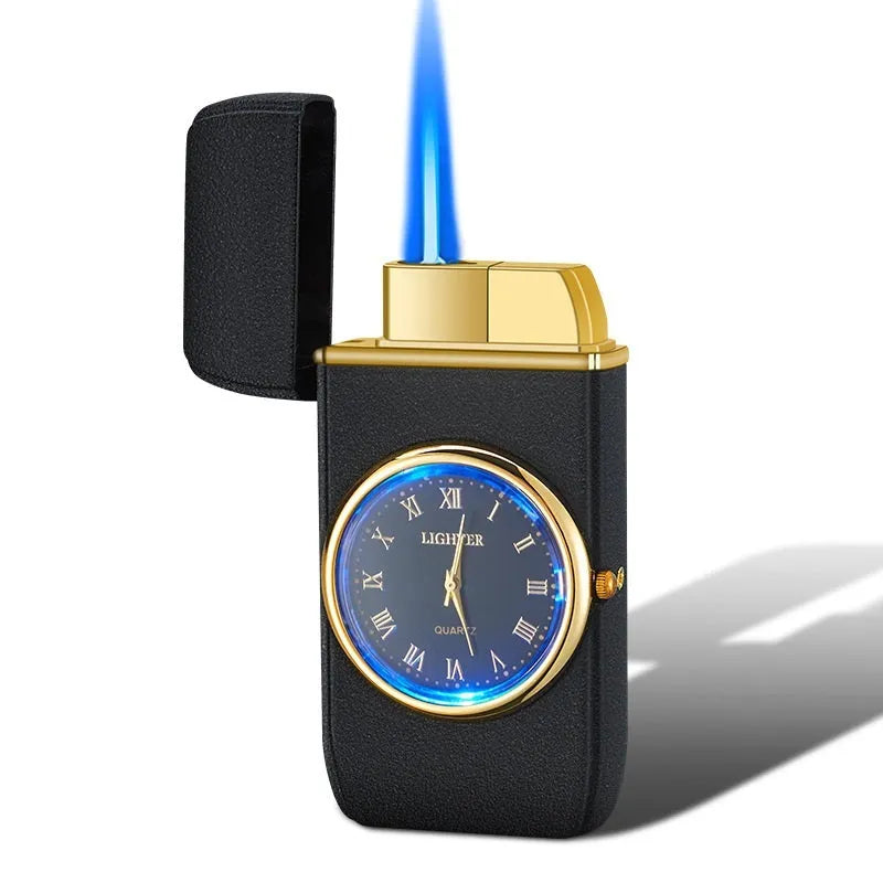 Multifunctional metal watch cigarette lighter with electronic display and LED lamp in brushed finish
