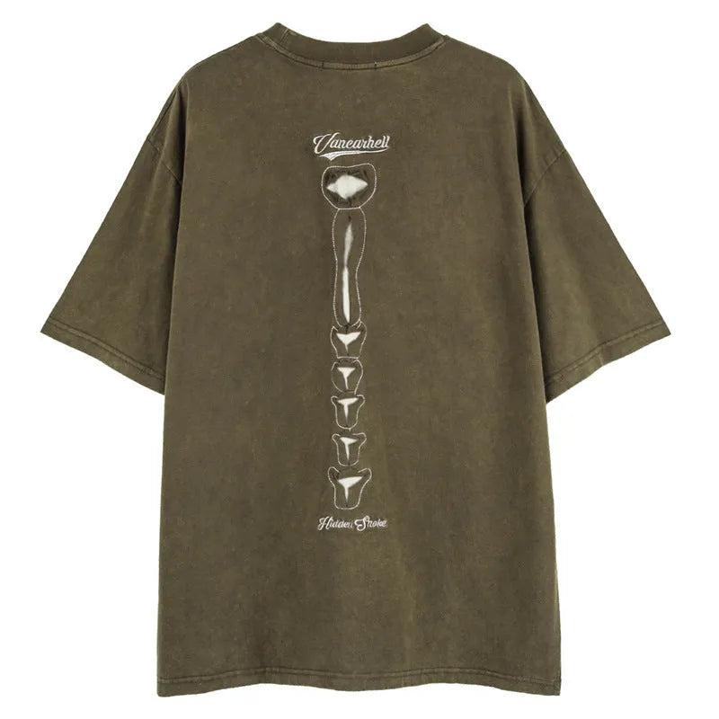 Skull print cotton t-shirt in dark high street style with loose fit and drop shoulder sleeves