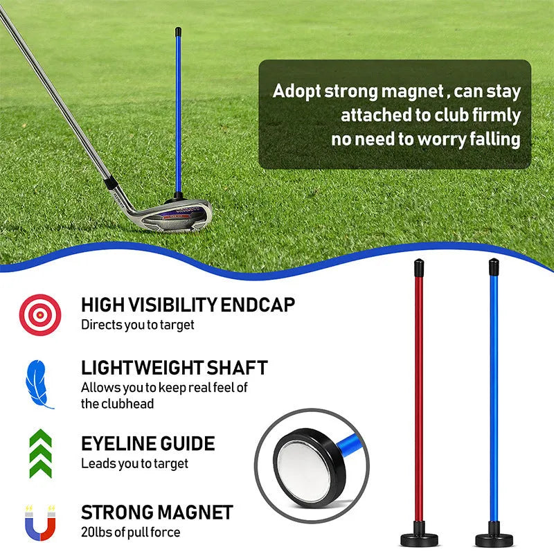 Red aluminium alloy golf swing trainer with magnetic baseball bat alignment design
