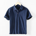 Men's loose fit linen casual shirt in solid colours on a hanger