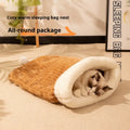 Blue rabbit pattern cat sleeping bag nest measuring 50x40cm with removable flannel bedding