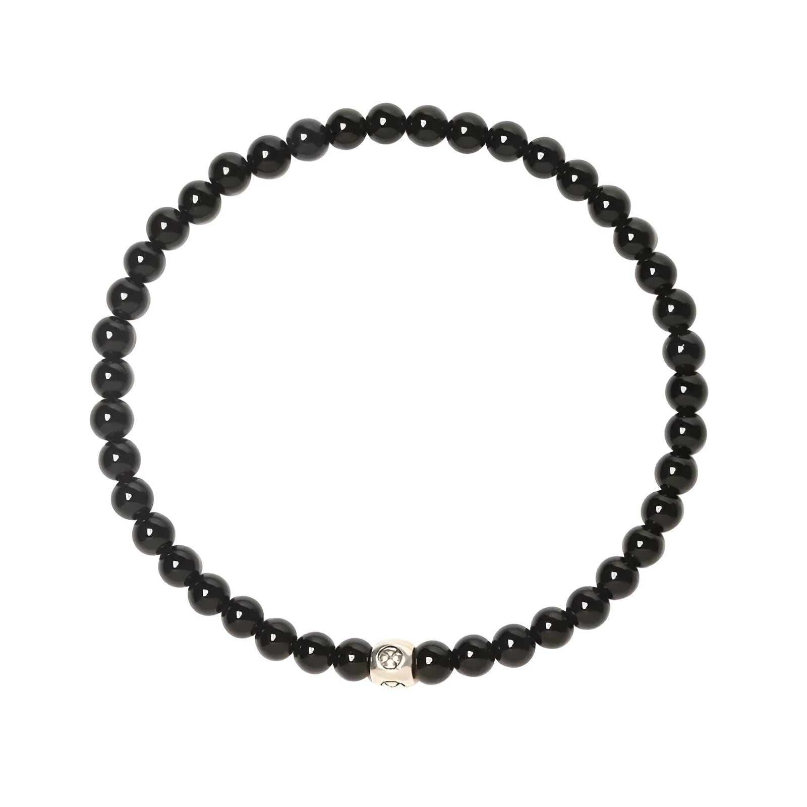 Geometric agate obsidian blue San bead bracelet with 4mm electroplated chamfered square grains
