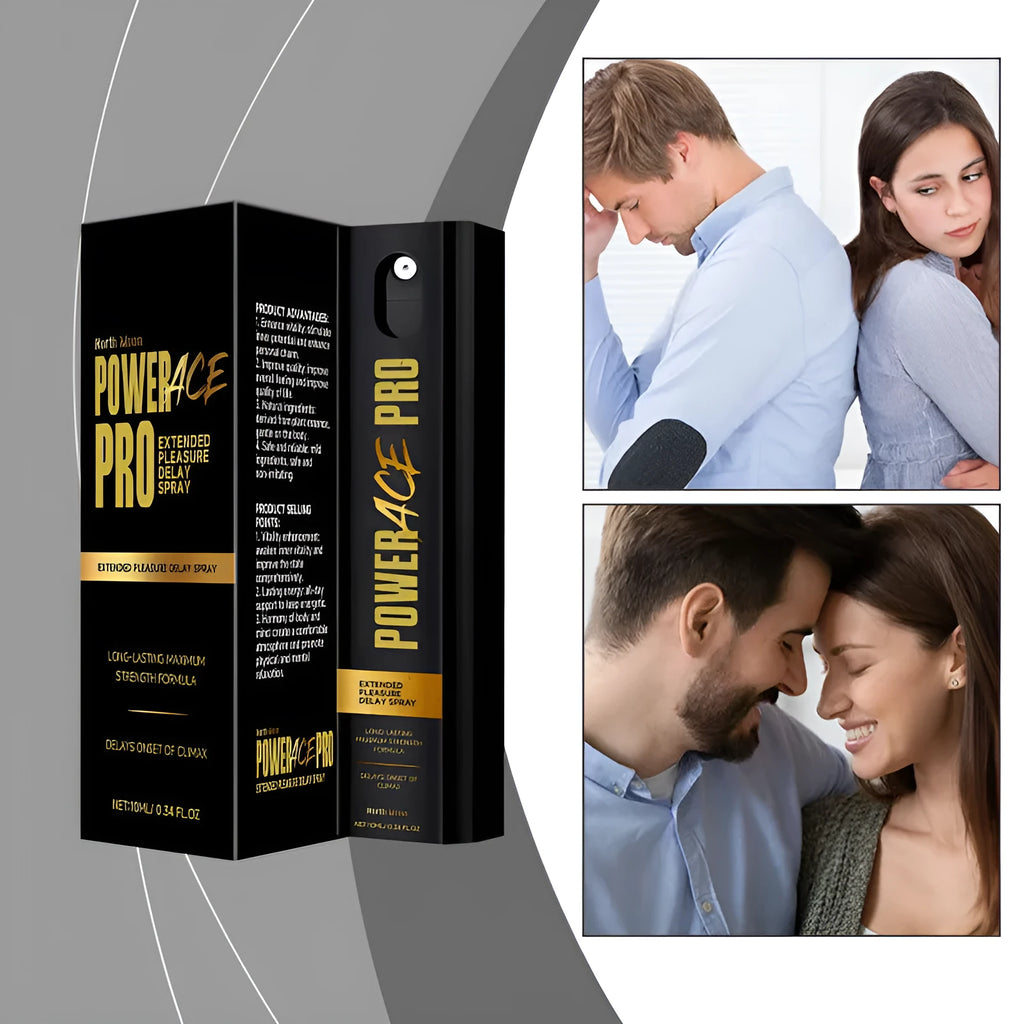 Square 10 ml bottle of men's body moisturising spray with spray nozzle.