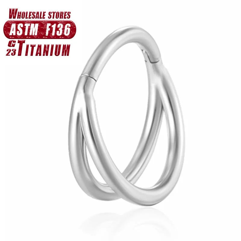 F136 titanium alloy fork nose ring body jewellery in silver, gold, black, and rose gold colours.