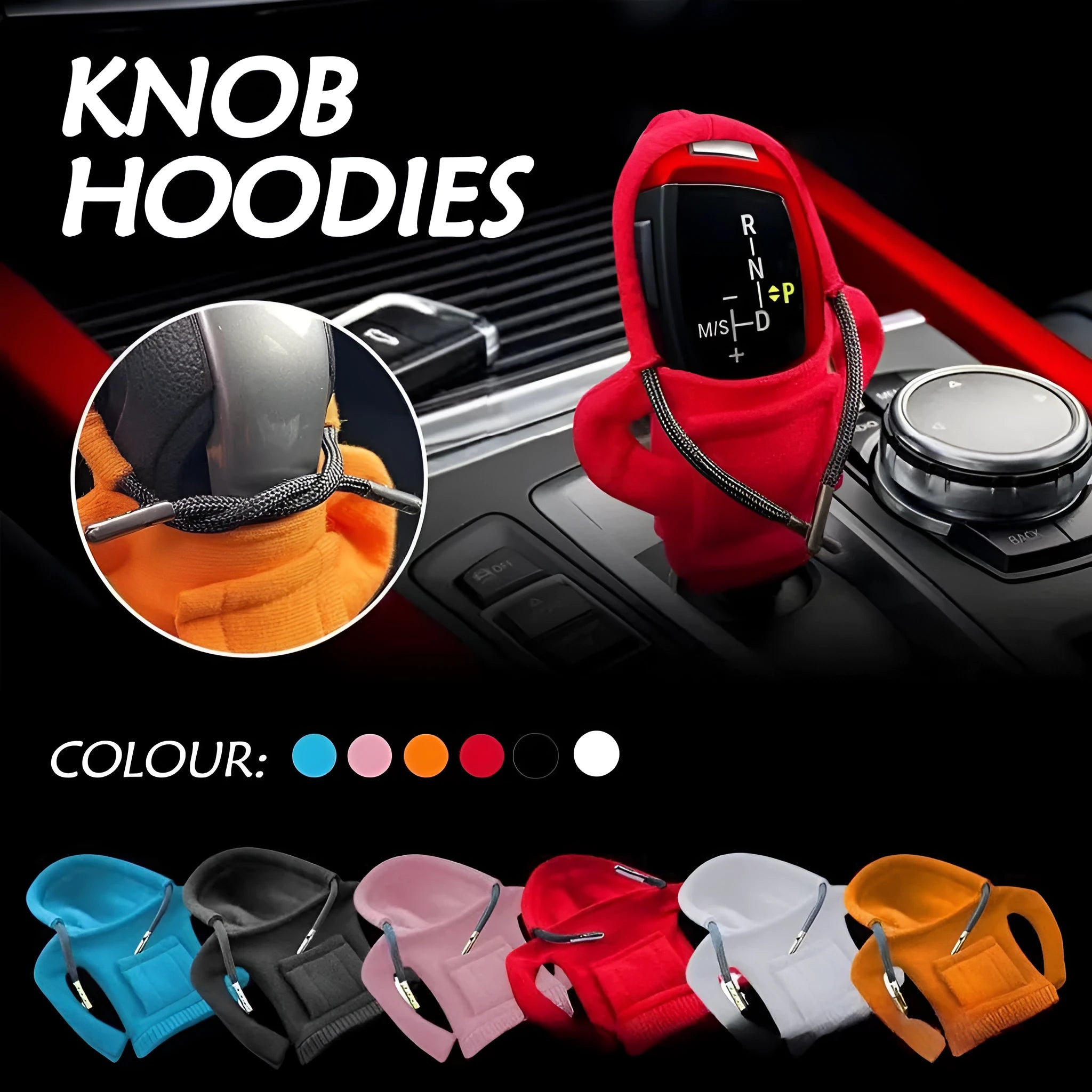 Velvet car gear handle sleeve in Dutch velvet fabric showing colour and fit options