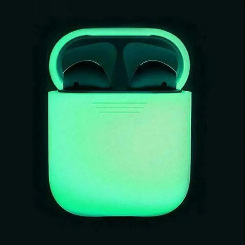 Silicone protective case for AirPods with flip design and luminous glow-in-the-dark solid colour finish