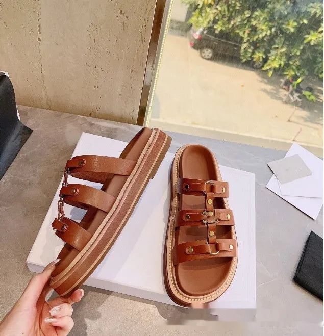 Women's white retro Roman sandal slippers made from sheepskin with a patent leather finish
