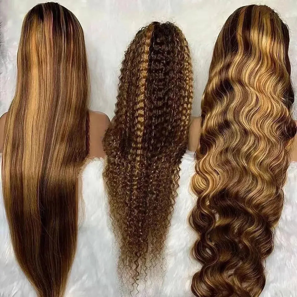 Front lace synthetic wig with big wave curls in African black gradient colour
