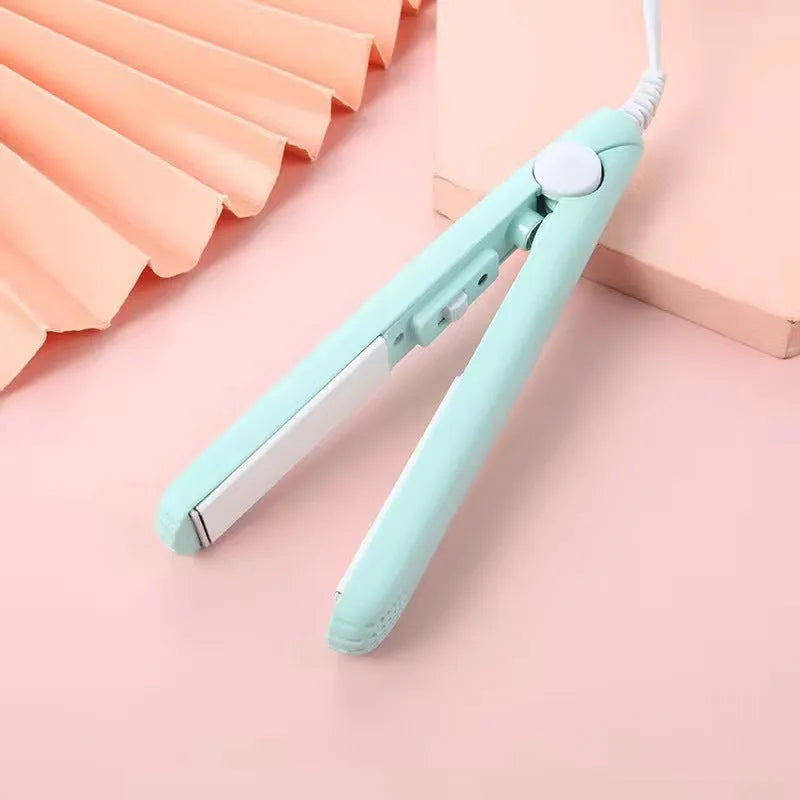 Mini hairdressing splint air bangs hair perm straightener in five colour options with storage boxes
