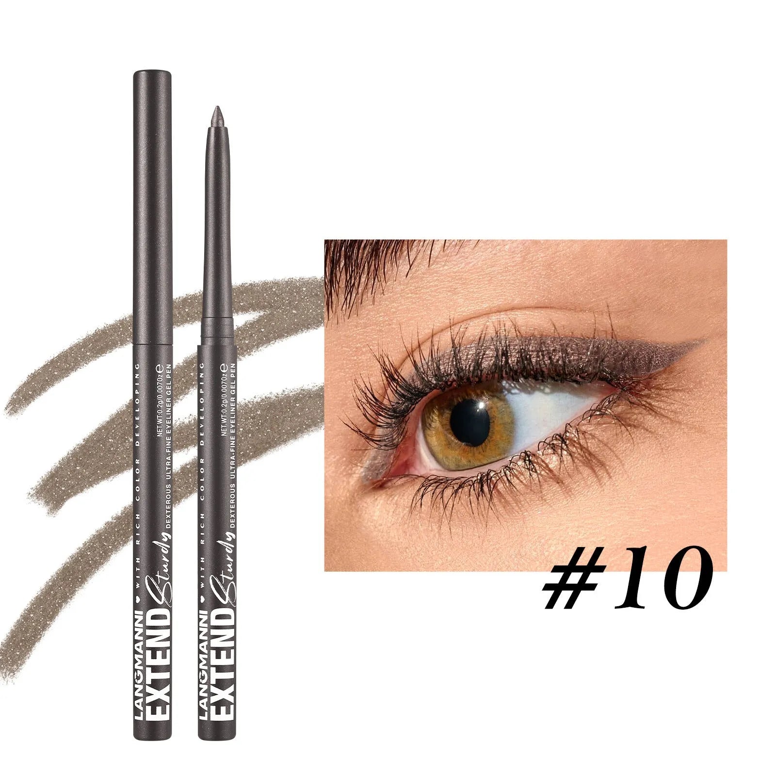 12 colourful gel glitter eyeliner pencils in vibrant shades including matte, glitter, metallic and pearl effects
